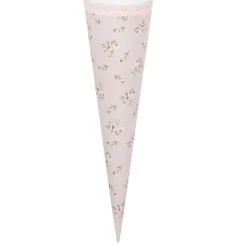 Schultüte aus geblümten Stoff in Rosa | Personalisiert mit dem Namen des Kindes | Optional mit Füllkissen und Spitzenschutz