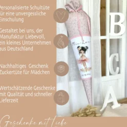 Schultüte Mädchen Ballerina Personalisiert Schultüte Stoff Ballett Zuckertüte Mädchen Schultüte Einschulung Stoff Tänzerin Schultüte