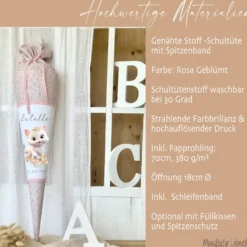 Schultüte Mädchen Personalisiert Schultüte Stoff Katze Zuckertüte Mädchen Schultüte Einschulung