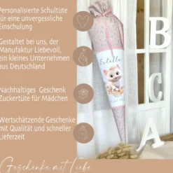 Schultüte Mädchen Personalisiert Schultüte Stoff Katze Zuckertüte Mädchen Schultüte Einschulung