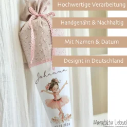 Schultüte Mädchen Personalisiert Schultüte Stoff Ballett Zuckertüte Mädchen Schultüte Ballerina Einschulung Stoff Tänzerin Schultüte