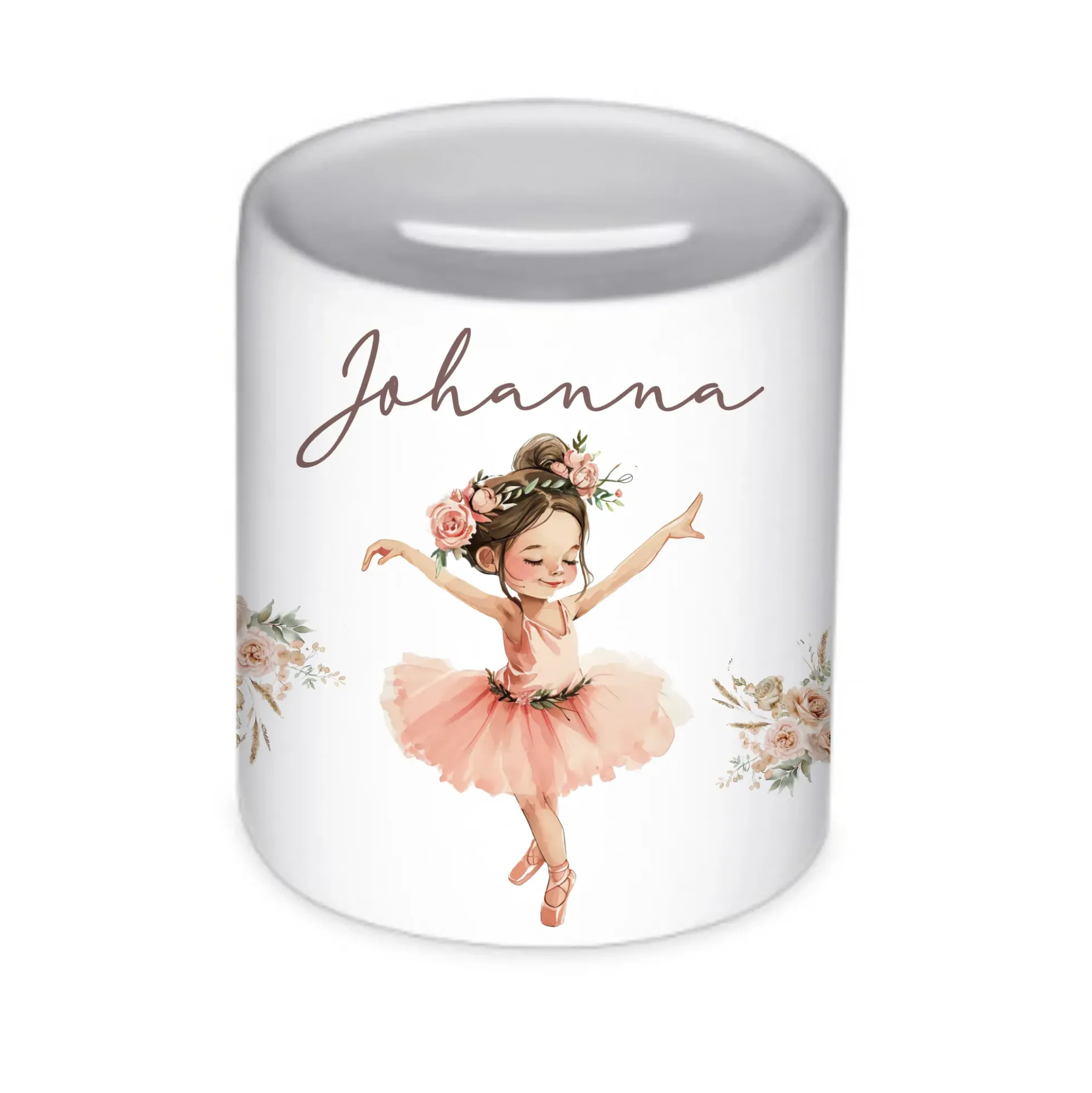 Spardose "Ballerina" mit Namen für Mädchen | Geld Geschenk für Kinder | Personalisiertes Geldgeschenk I Babygeschenk Mädchen