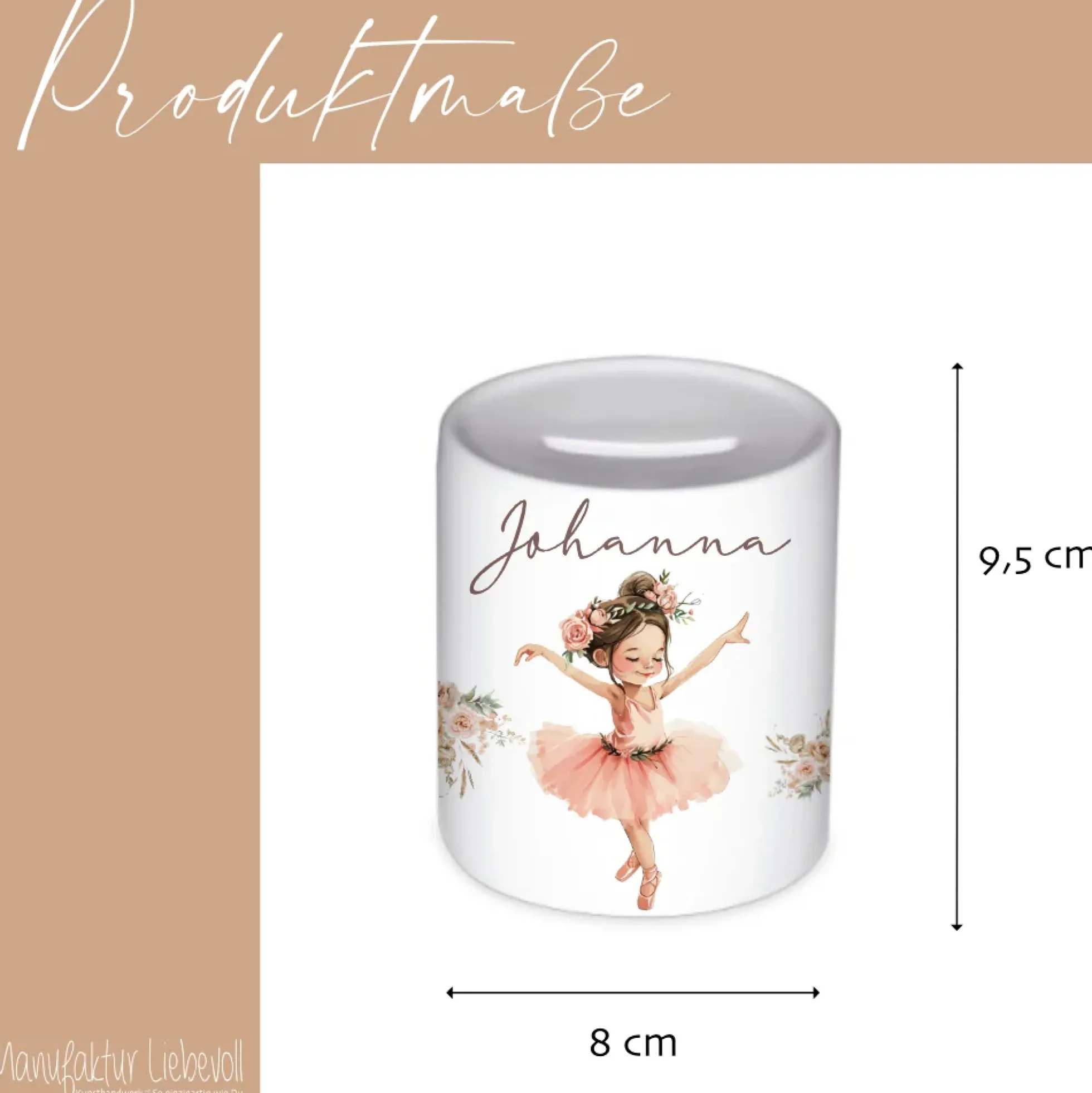 Spardose "Ballerina" mit Namen für Mädchen | Geld Geschenk für Kinder | Personalisiertes Geldgeschenk I Babygeschenk Mädchen
