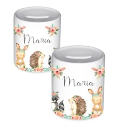 Spardose "Boho Tiere" mit Namen für Kinder | Personalisierte Kinderspardose