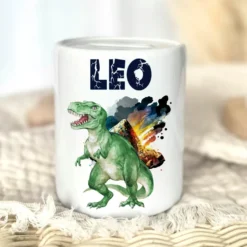 Spardose "Dino" mit Namen für Jungen | Geld Geschenk für Kinder | Personalisiertes Geldgeschenk T-Rex Spardose I Babygeschenk Jungen
