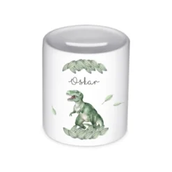 Spardose "Dino" mit Namen für Jungen | Cooles Geschenk für Kinder | Personalisiertes Geldgeschenk u. besondere Geschenkidee | 10 Motive zur Auswahl