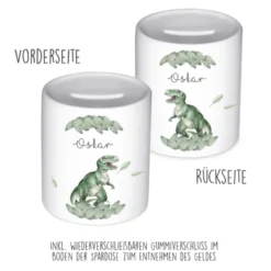 Spardose "Dino" mit Namen für Jungen | Cooles Geschenk für Kinder | Personalisiertes Geldgeschenk u. besondere Geschenkidee | 10 Motive zur Auswahl