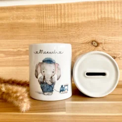 Spardose mit Elefant und Namen für Kinder | Personalisierte Kinderspardose aus Keramik für Mädchen und Jungen
