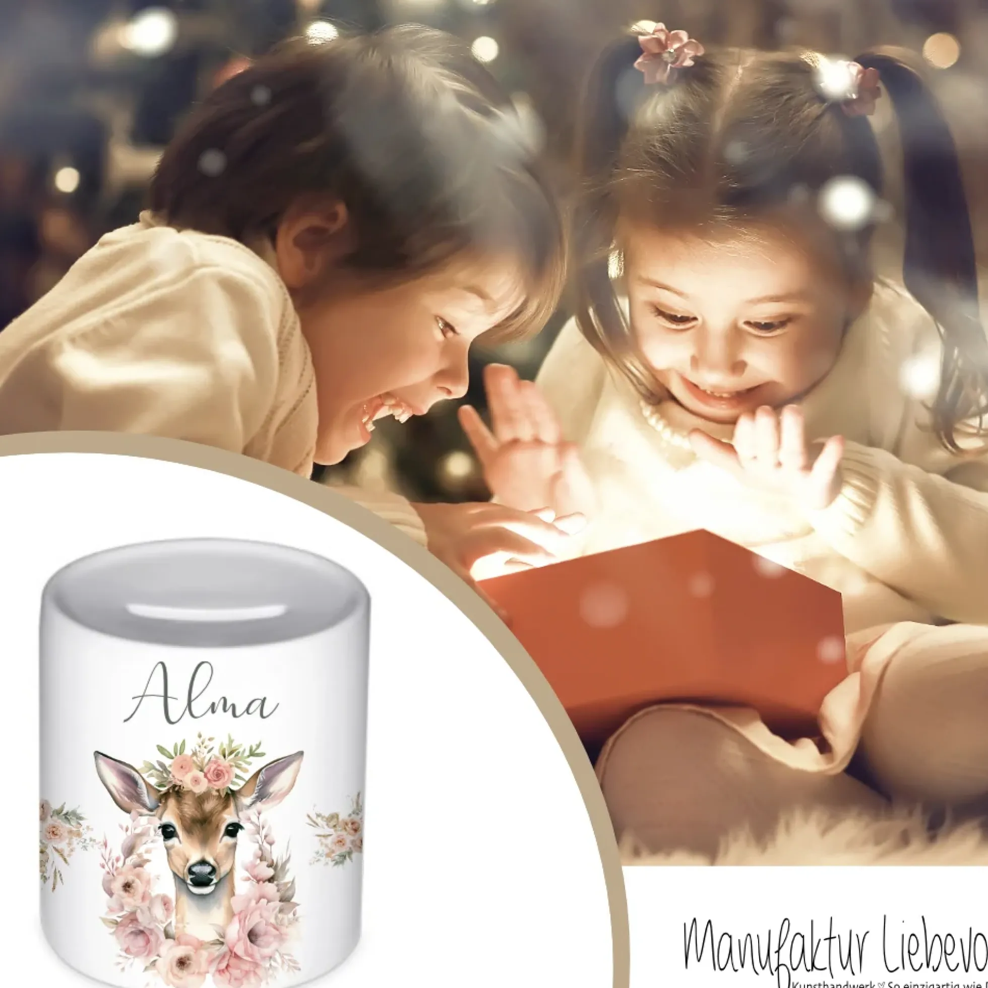 Spardose Personalisiert Mädchen Spardose Reh Spardose Rehkitz Kinderspardose Keramik Spardose mit Namen Spardose Kind