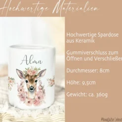 Spardose Personalisiert Mädchen Spardose Reh Spardose Rehkitz Kinderspardose Keramik Spardose mit Namen Spardose Kind