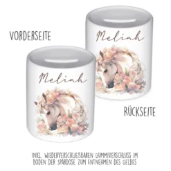 Spardose "Pferd" mit Namen für Mädchen | Geschenk für Kinder | Personalisiertes Geldgeschenk I Geschenkidee zum Geburtstag | 10 Motive zur Auswahl