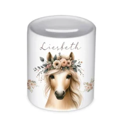 Spardose "Pony" mit Namen für Mädchen | Geld Geschenk für Kinder | Personalisiertes Geldgeschenk Pferde Spardose I Babygeschenk Mädchen