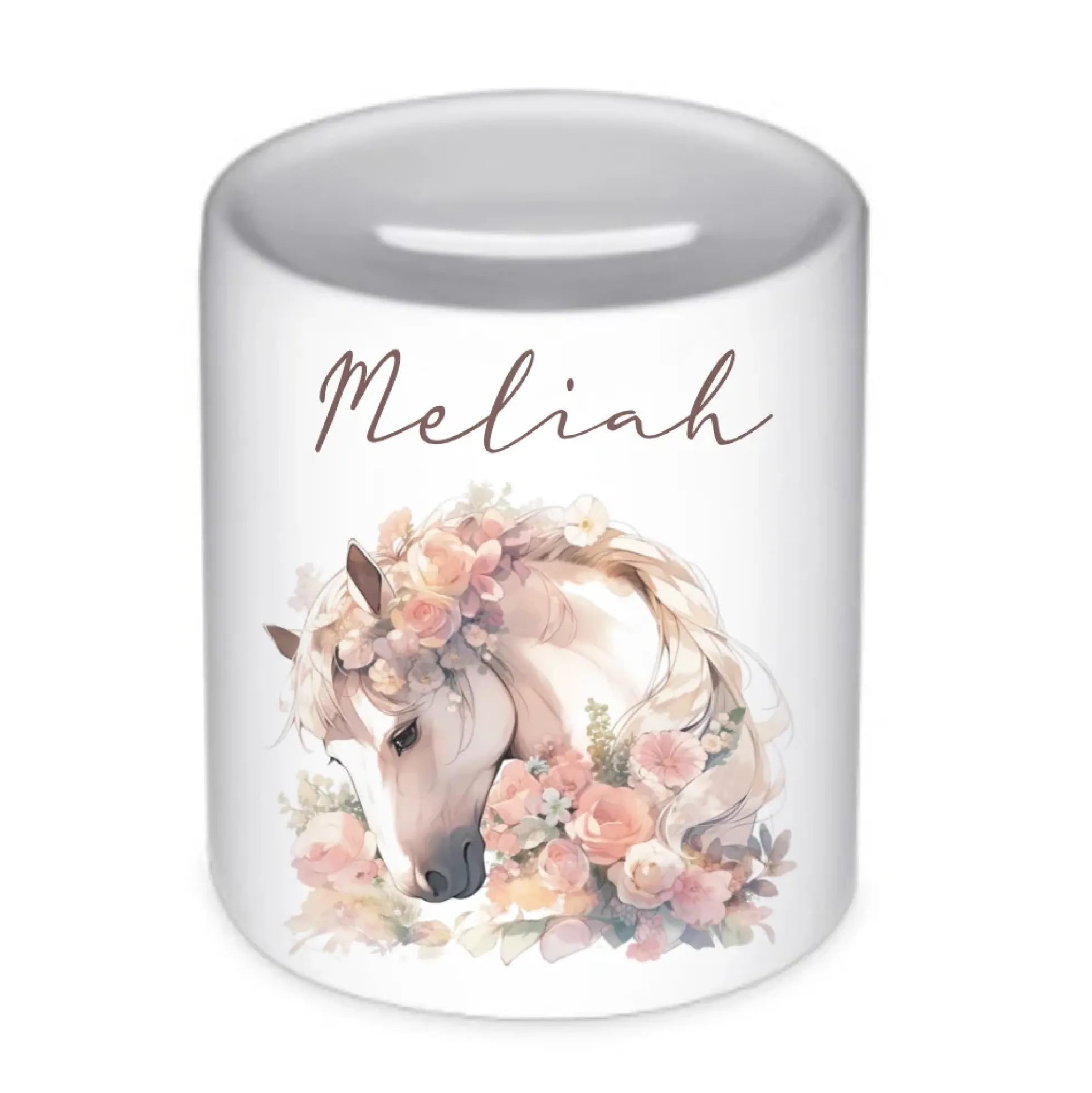 Spardose "Pony" mit Namen für Mädchen | Geschenk für Kinder | Personalisiertes Geldgeschenk I Geschenkidee zum Geburtstag | 10 Motive zur Auswahl