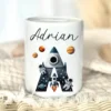Spardose "Rakete" mit Namen für Jungen | Geld Geschenk für Kinder | Personalisiertes Geldgeschenk Weltall Spardose I Babygeschenk Jungen