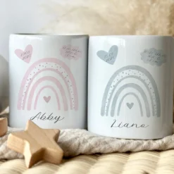 Spardose Regenbogen für Babys, personalisiert mit Namen und Geburtsdaten
