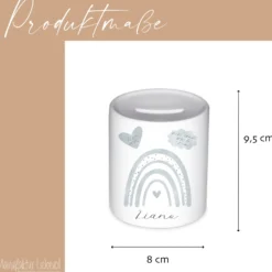 Spardose Regenbogen für Babys, personalisiert mit Namen und Geburtsdaten