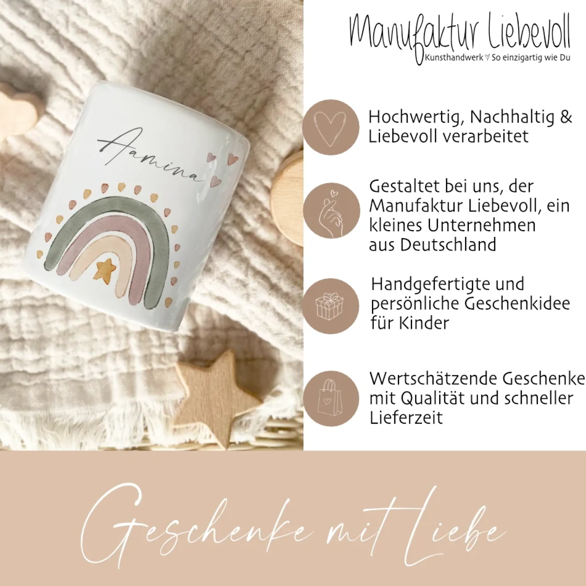 Spardose Regenbogen - Personalisiert mit dem Namen des Kindes