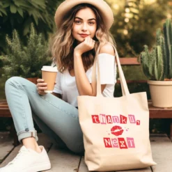 Stoffbeutel bedruckt, Motive: Cowgirl mit Boots, Respectfully, Thank u, next
