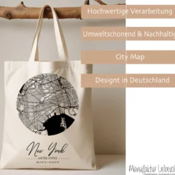 Stoffbeutel City Map mit 23 Städten zur Auswahl ... New York London Berlin Paris uvm.