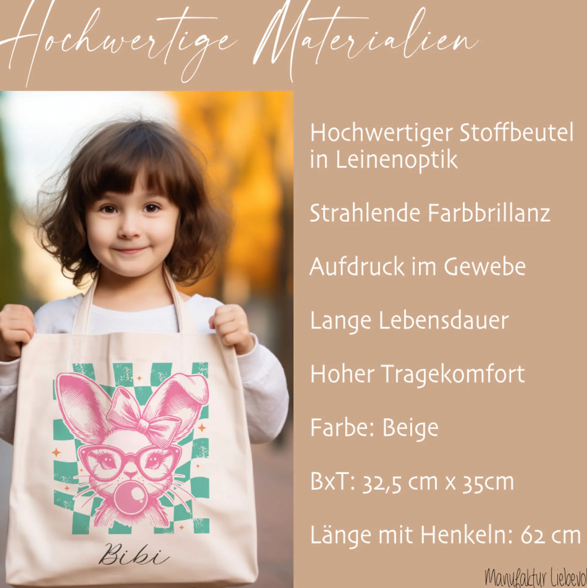 Stoffbeutel mit Namen bedruckt, Motive: Osterohren, Bubble Gum Osterhasen