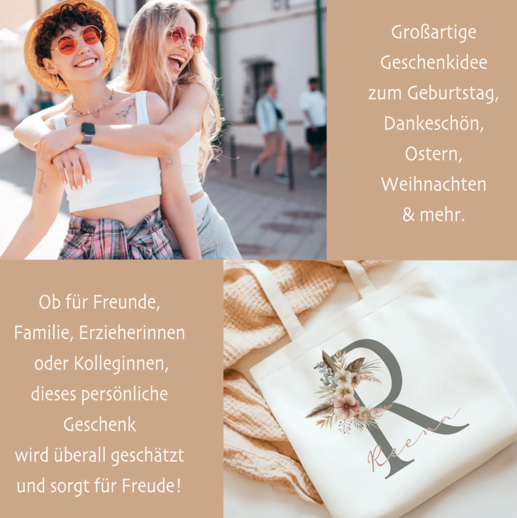 Stoffbeutel mit Namen und Anfangsbuchstaben