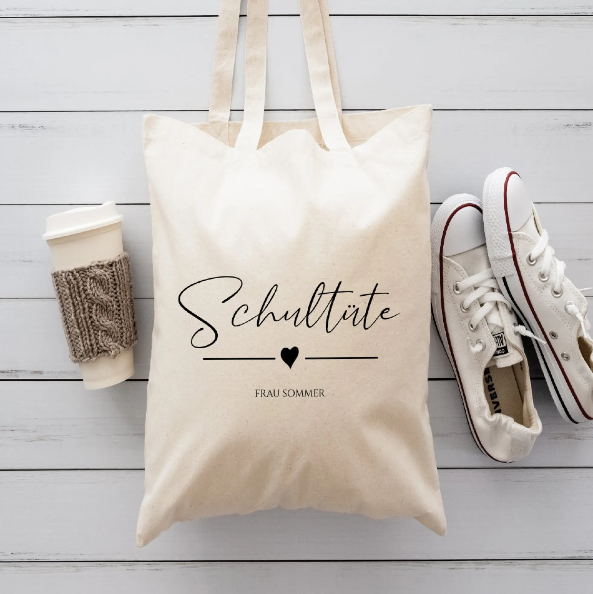 Stoffbeutel "Schultüte" Abschiedsgeschenk Lehrerin Tasche mit Namen Lehrerin Geschenk Geburtstag