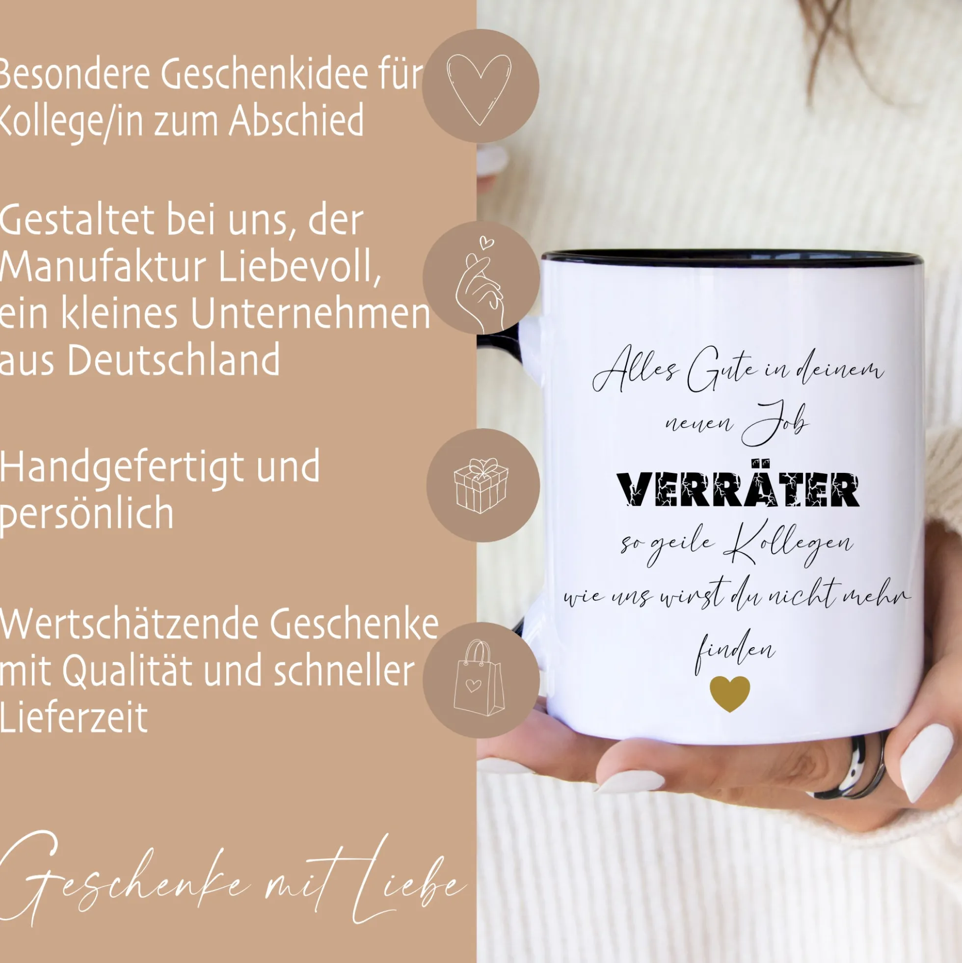 Tasse Abschied Kollege personalisierte Tasse mit Spruch „Verräter“ Geschenk zum Abschied - Jobwechsel Abschiedsgeschenk für Kollegen Geschenkanhänger | Kaffeetasse aus Keramik