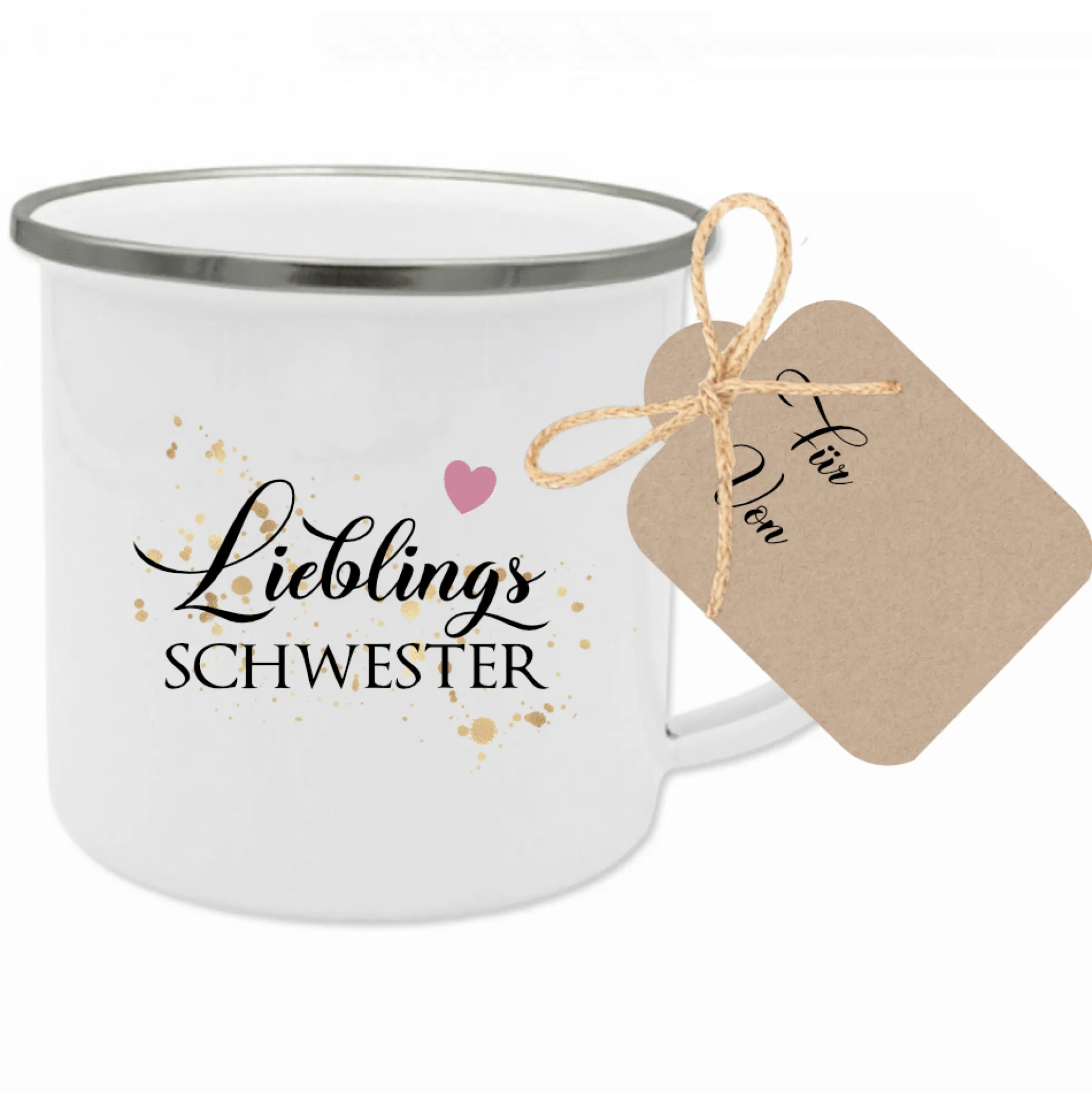 Tasse aus Emaille für die Oma | Kleines Geschenk für Großmütter | Emailletasse mit Motiv "Lieblingsoma" | 12 Motivvarianten zur Auswahl