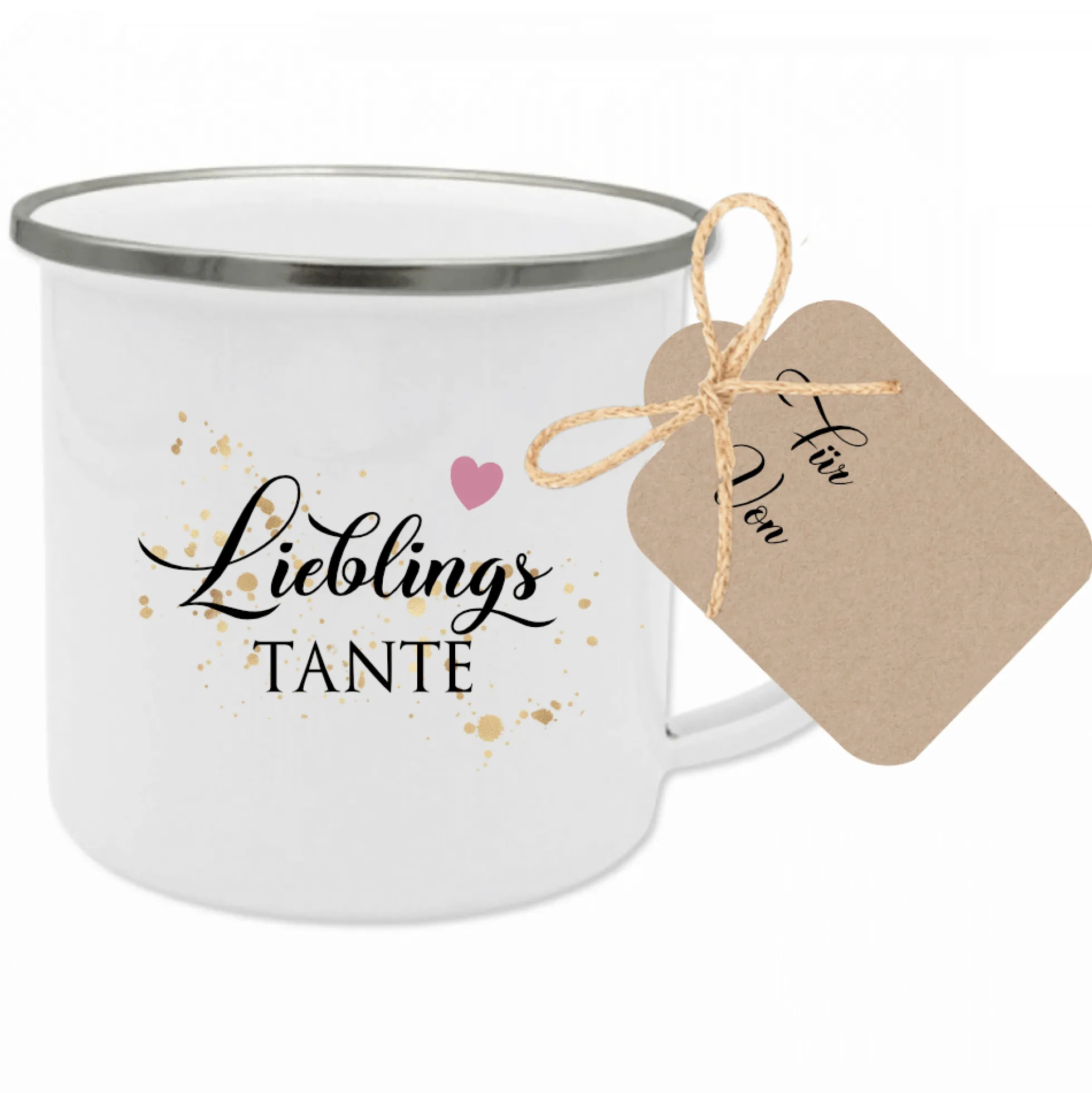 Tasse aus Emaille für die Oma | Kleines Geschenk für Großmütter | Emailletasse mit Motiv "Lieblingsoma" | 12 Motivvarianten zur Auswahl