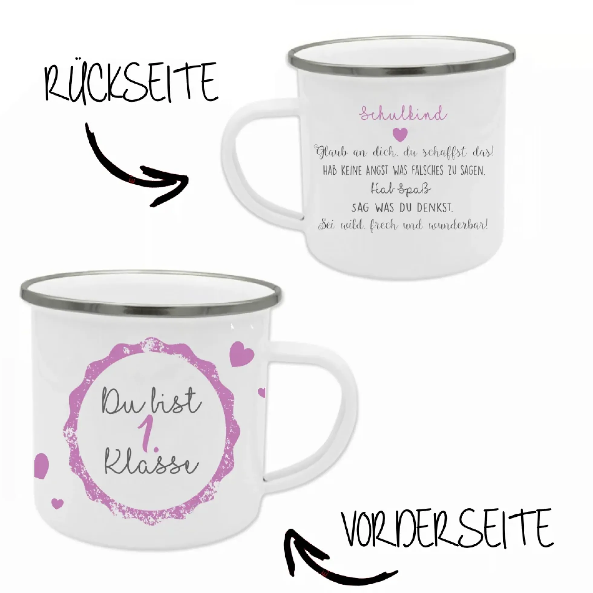 Tasse "Du bist 1. Klasse" zum Schulbeginn | Geschenkidee zur Einschulung für Mädchen u. Jungen | Originelle Geschenkidee mit DIY Ideen zum Schulbeginn | 2 Farbvarianten zur Auswahl
