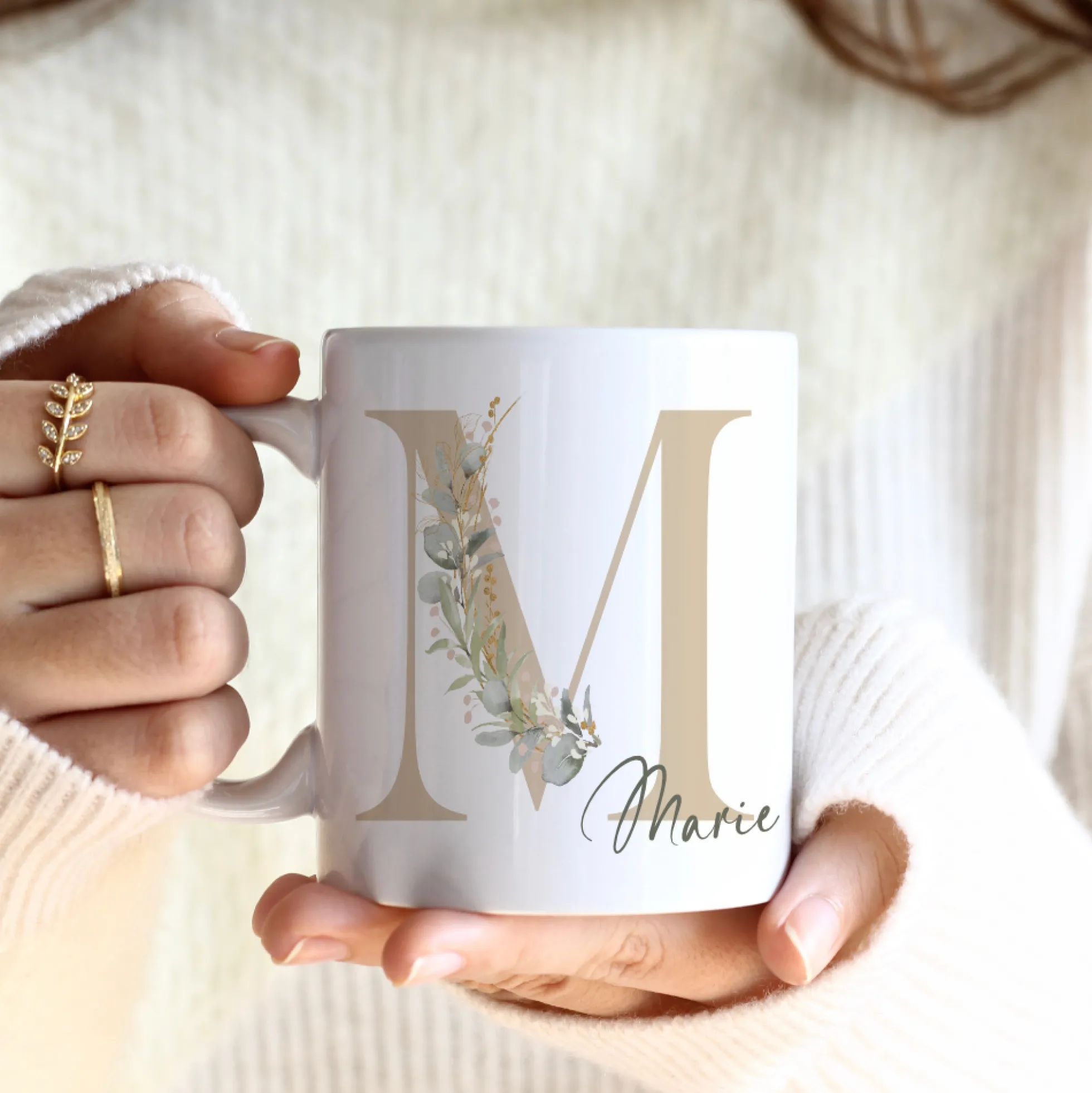 Tasse "Eukalyptus" mit Buchstaben und Namen für Frauen