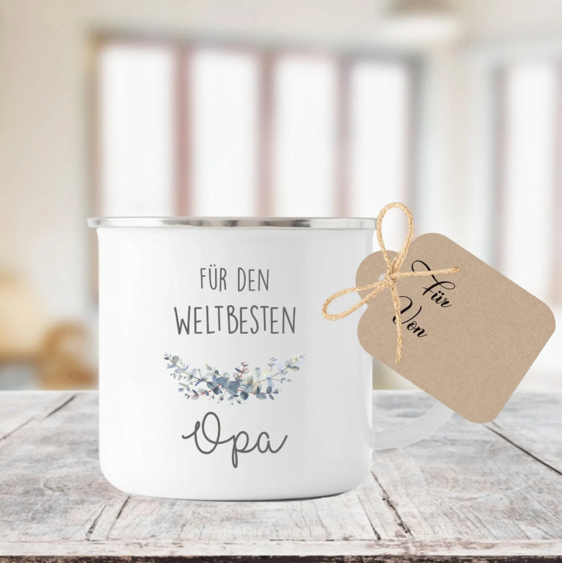 Tasse "Für die beste Oma" | Kreative Geschenkidee für Großmütter | inkl. Geschenkanhänger zum Beschriften | 2 Motivvarianten zur Auswahl