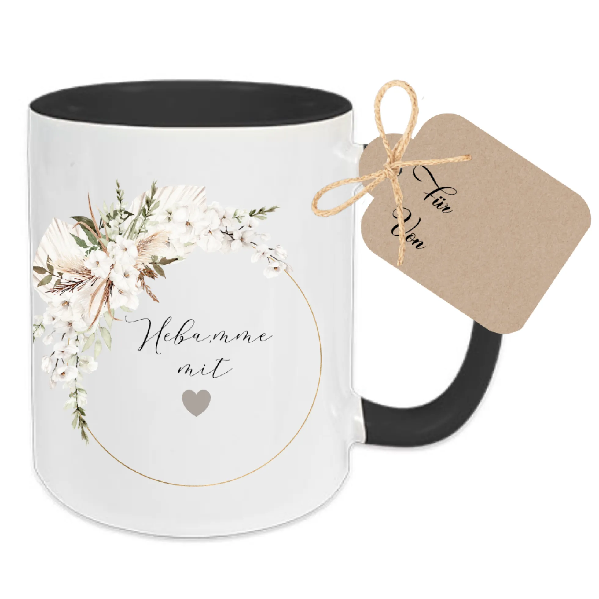 Tasse "Hebamme mit Herz" | Personalisiertes Geschenk als Dankeschön | Keramiktasse mit Namen und Buchstaben