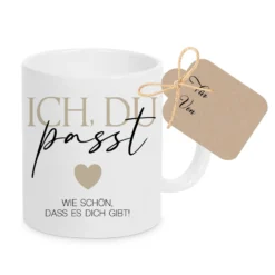 Tasse "Ich Du passt" Geschenk Paare Verliebte Kaffeetasse mit Spruch