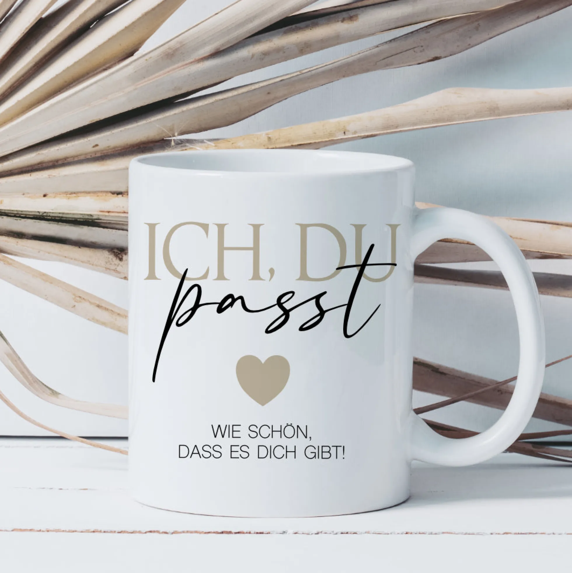 Tasse "Ich Du passt" Geschenk Paare Verliebte Kaffeetasse mit Spruch