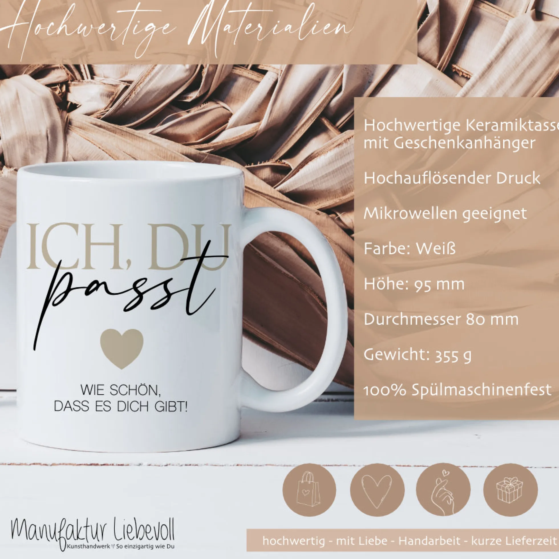 Tasse "Ich Du passt" Geschenk Paare Verliebte Kaffeetasse mit Spruch