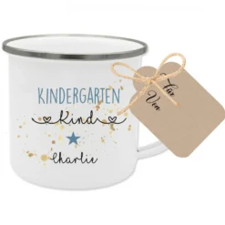 Tasse "Kindergartenkind" | Originelles Geschenk für Kinder, die in die Kita kommen | inkl. Geschenkanhänger | 2 Farbvarianten zur Auswahl