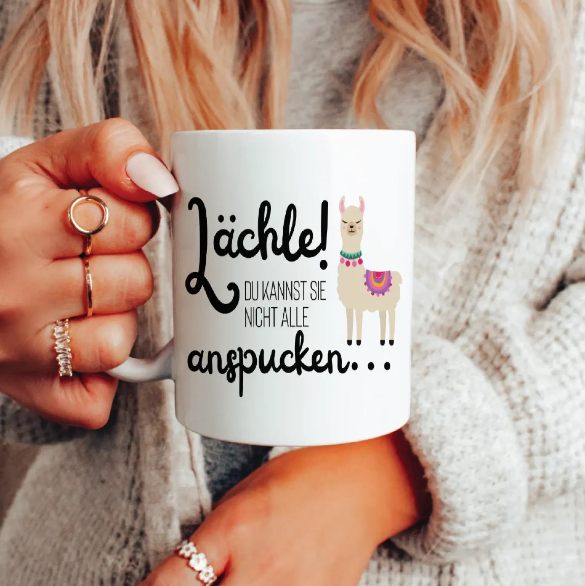 Tasse "Lächle! Du kannst sie nicht alle anspucken"