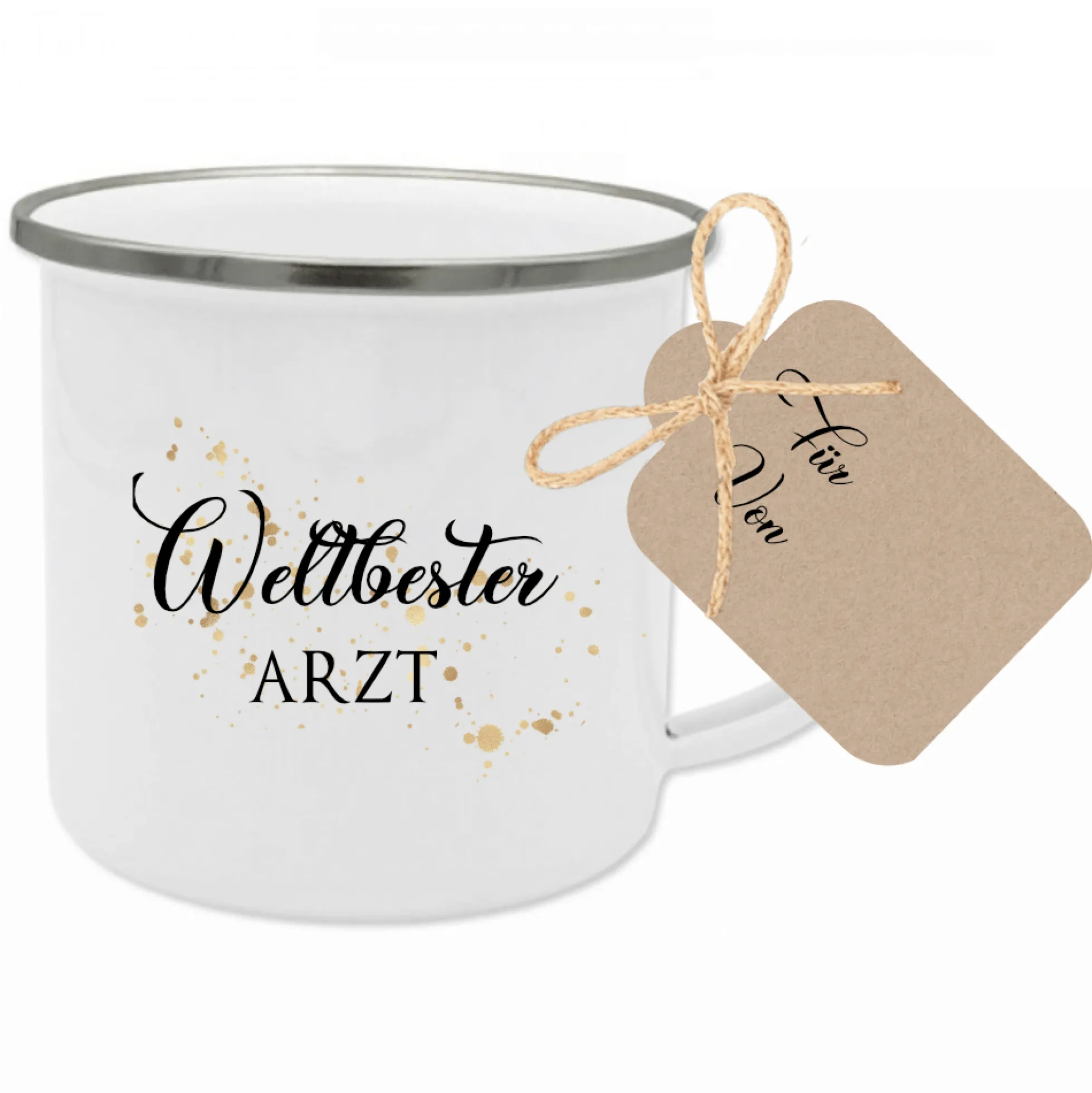 Tasse "Lieblingskollegin" | Geschenk für die Arbeitskollegin | Emailletasse mit Geschenkanhänger | 12 Motivvarianten zur Auswahl