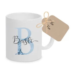 Tasse mit Buchstabe und Name für Sie und Ihn | Kaffeetasse aus Keramik | 2 Motivvarianten zur Auswahl