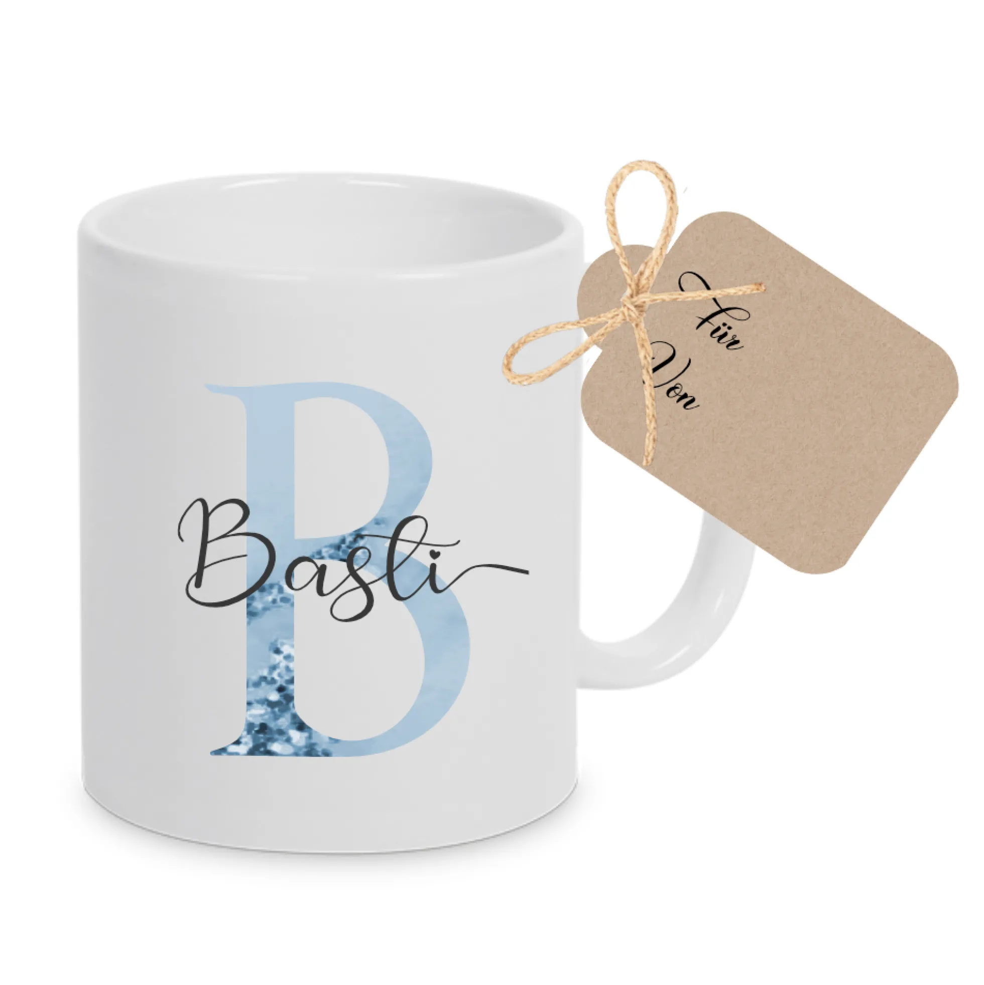 Tasse mit Buchstabe und Name für Sie und Ihn | Kaffeetasse aus Keramik | 2 Motivvarianten zur Auswahl