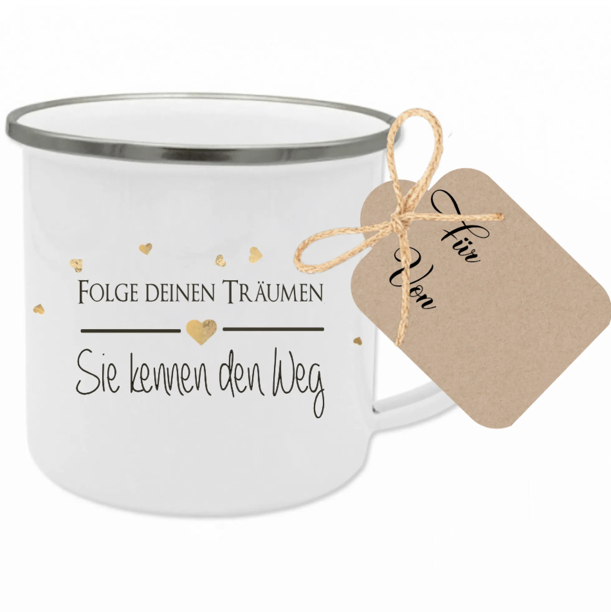 Tasse mit Spruch "Folge deinen Träumen" | Besonderes Geschenk und persönliche Geschenkidee | Tassengeschenk inkl. Geschenkanhänger