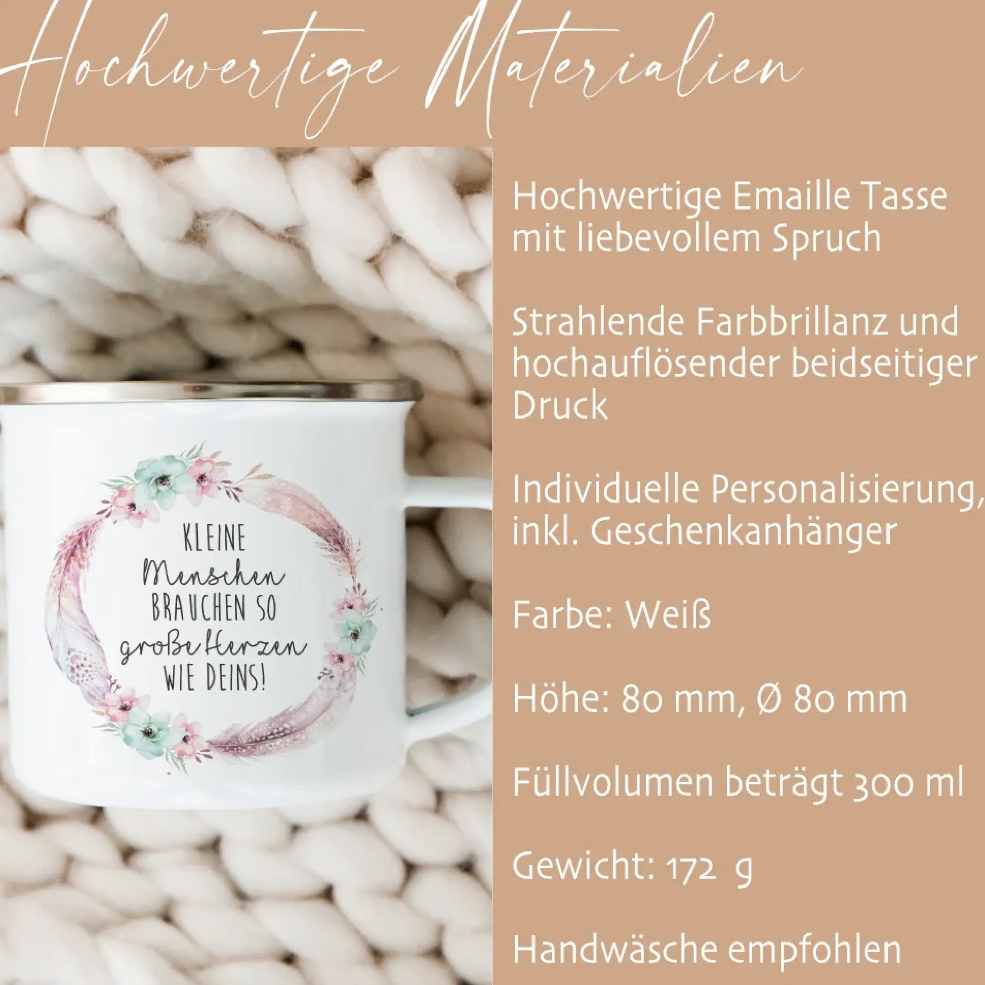 Tasse mit Spruch "Kleine Menschen brauchen so große Herzen" | Besondere Geschenkidee u. schönes Geschenk für Erzieherinnen, Lehrerinnen, Hebammen u. Krankenschwestern | Persönliches Dankeschön u. originelles Abschiedsgeschenk