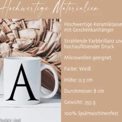 Tasse Personalisiert Buchstaben Tasse mit Anfangsbuchstaben Keramiktasse