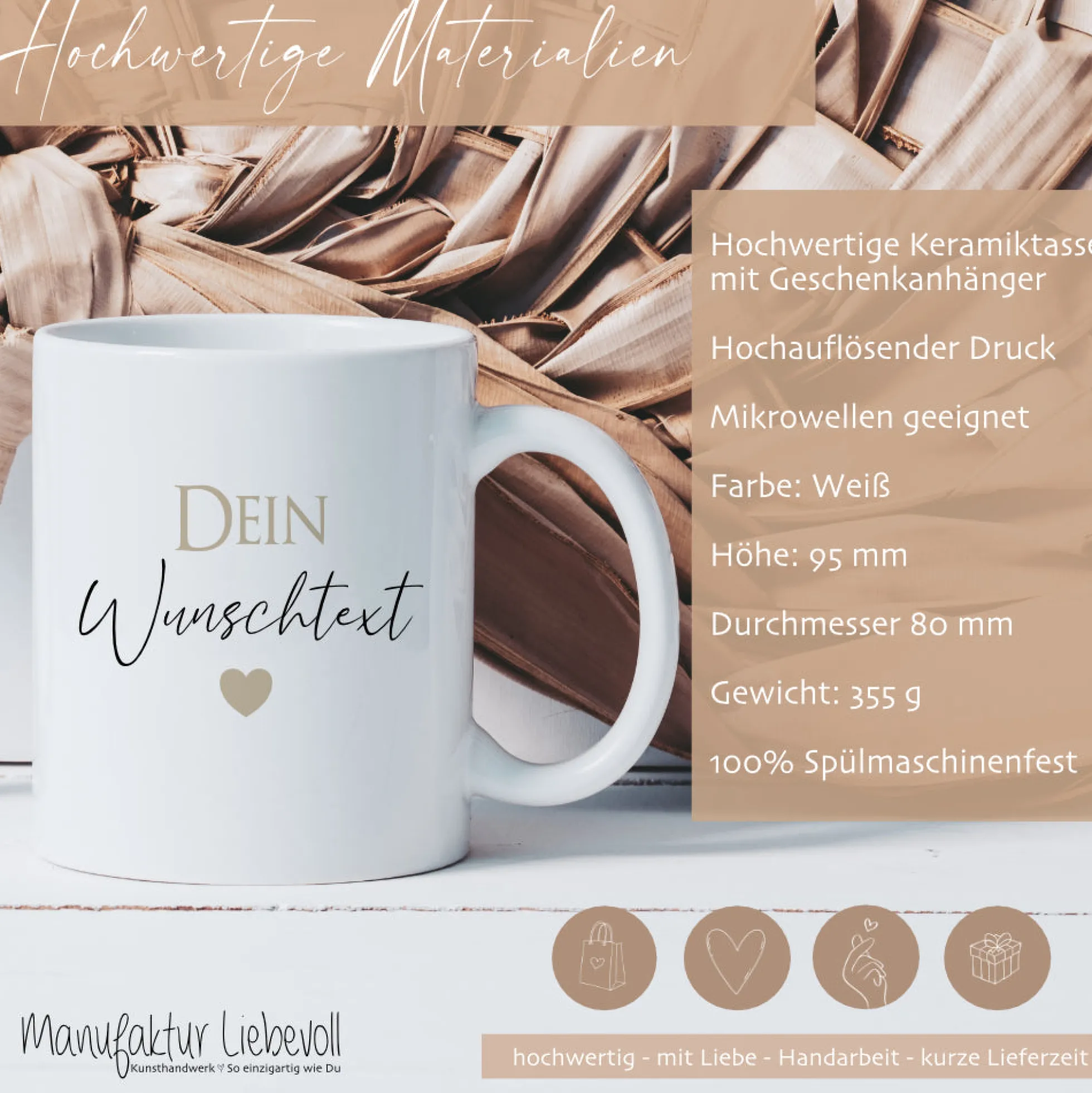Tasse personalisiert, Kaffeetasse mit Wunschtext, Namen aus Keramik