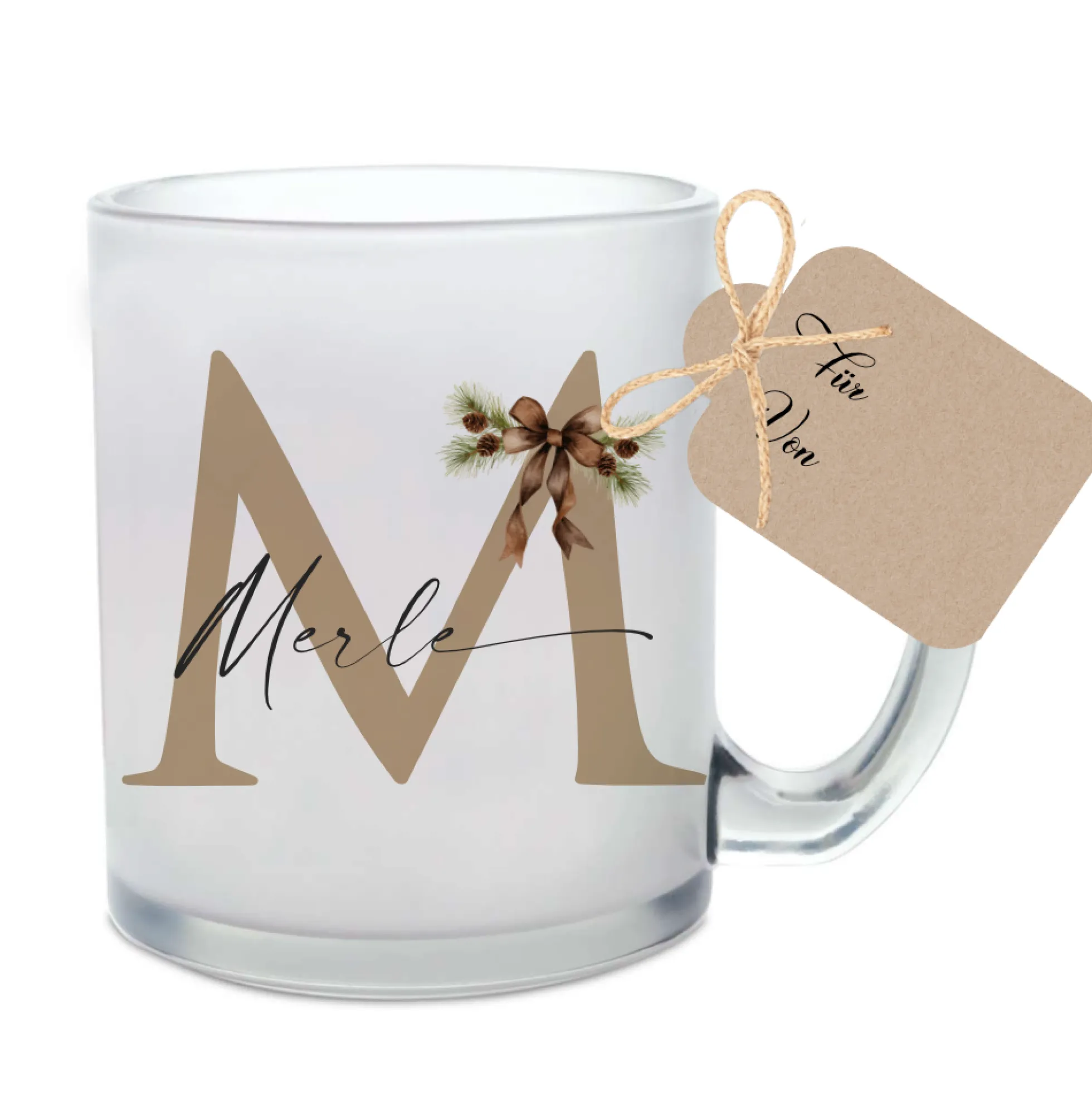 Tasse "Weihnachtsschleife" Geschenk Weihnachten m. Namen personalisiert I Weihnachtstasse Weihnachtsgeschenk I Nikolaus Geschenk Glühweintasse