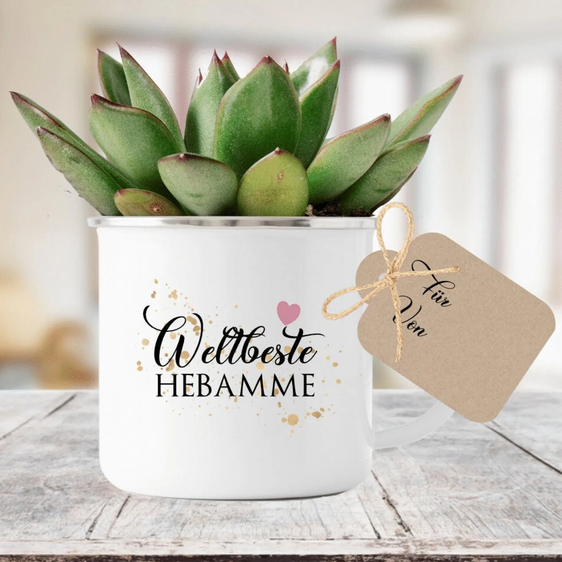 Tasse "Weltbeste Ärztin" | Besondere Aufmerksamkeit u. persönliches Geschenk | Emailletasse mit Geschenkanhänger | 12 Motivvarianten zur Auswahl
