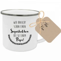 Tasse "Wer braucht schon einen Superhelden bei so einem Papa!" | Originelles Geschenk für Väter | Perfekt zum Vatertag und vielen weiteren Anlässen