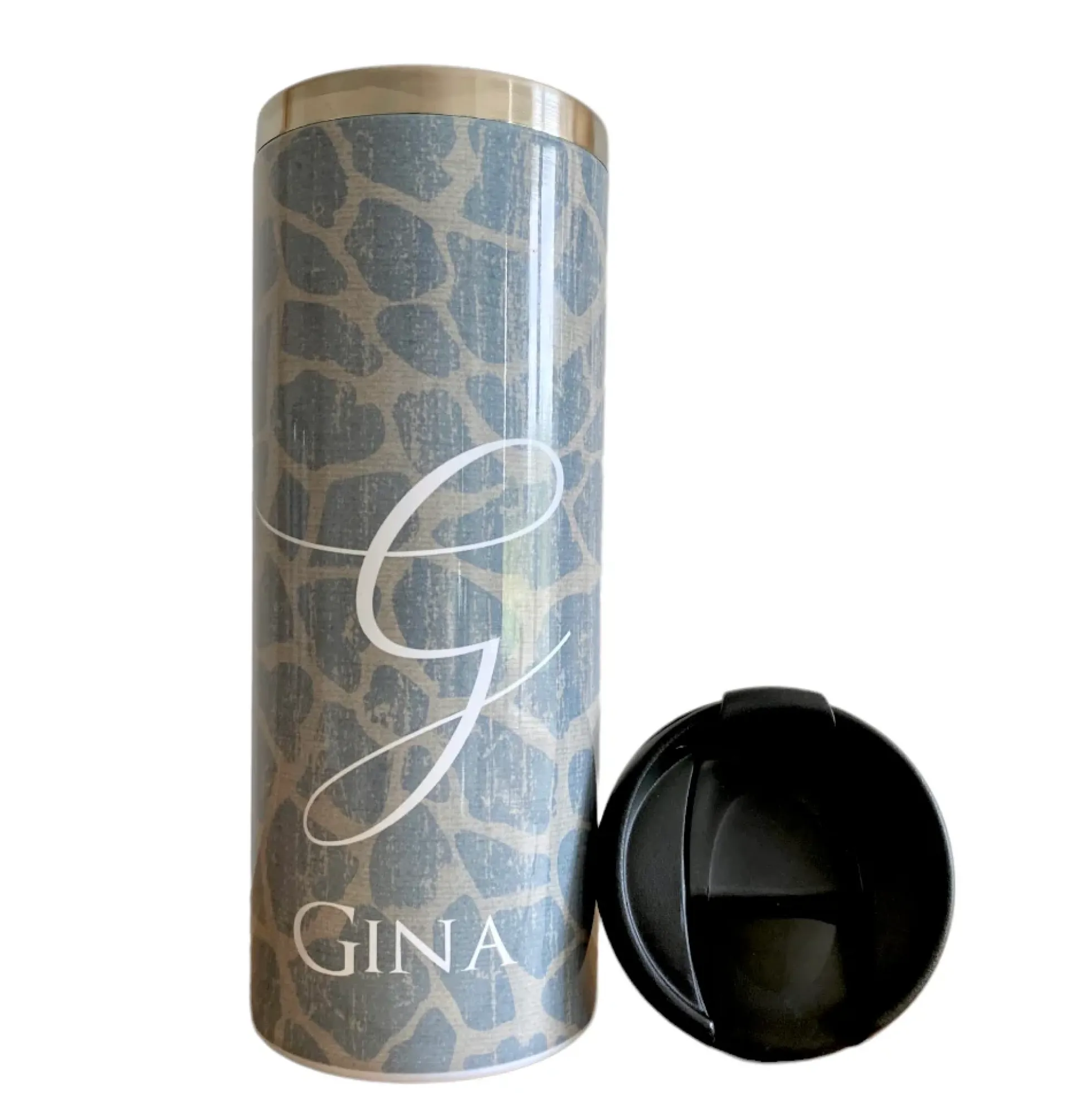 Thermobecher Animal Print | Personalisiert mit Namen, Buchstaben u. Tiermuster | Isolierter Trinkbecher to go | 5 Motivvarianten