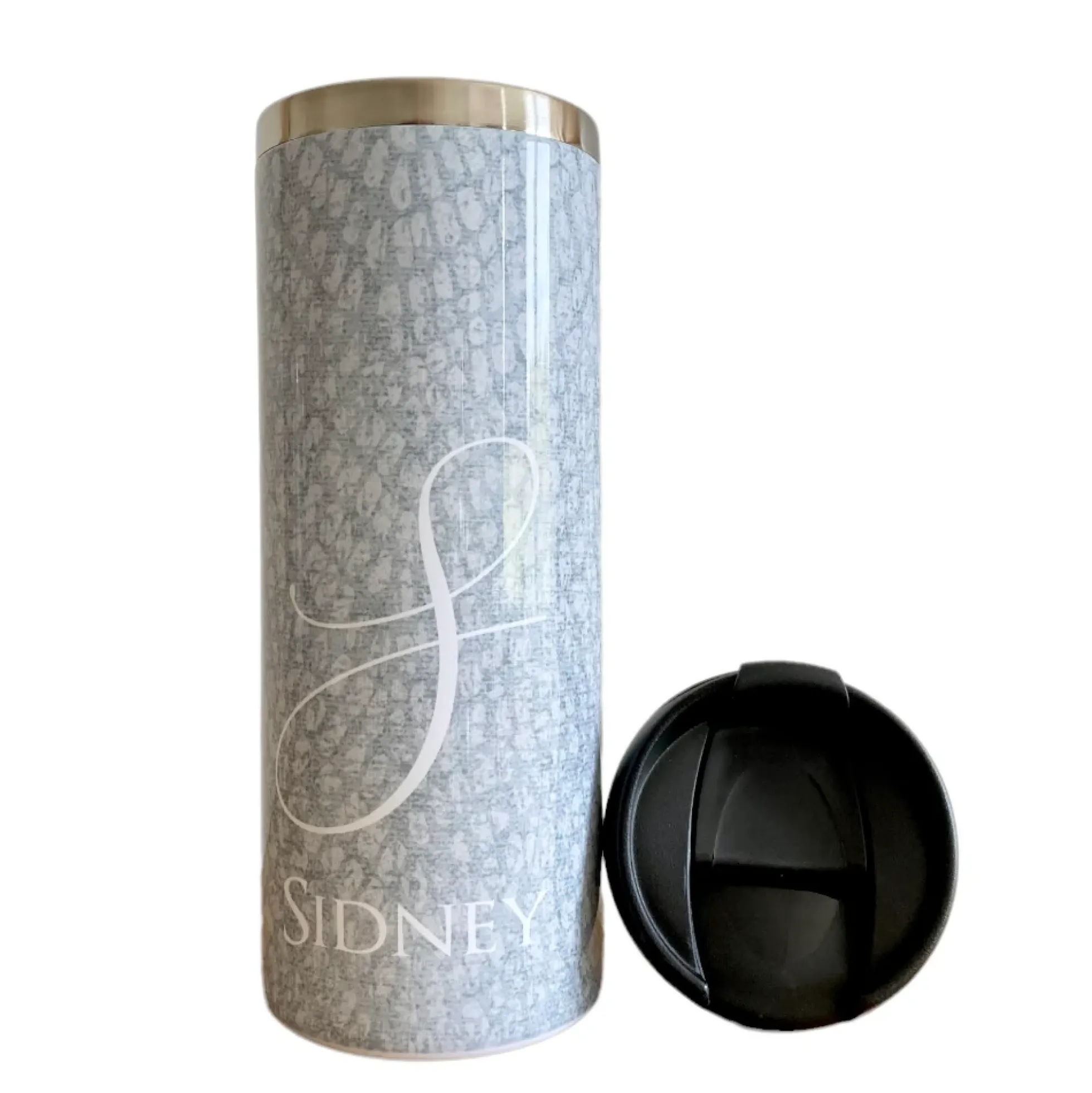 Thermobecher Animal Print | Personalisiert mit Namen, Buchstaben u. Tiermuster | Isolierter Trinkbecher to go | 5 Motivvarianten
